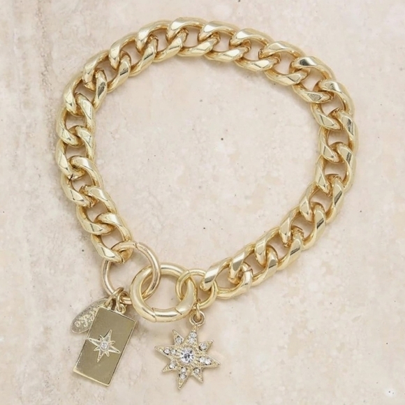 Ettika Starry Charms 18k Gold Plated Chain Link Bracelet - Picture 4 of 7